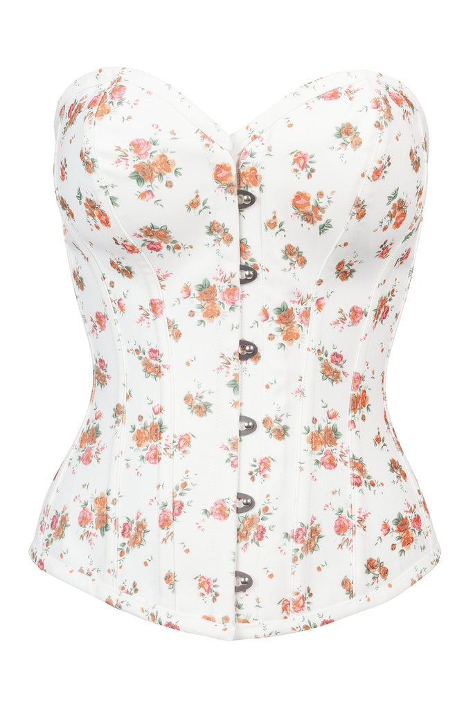 Floral Corset Top, Embroidered Overbust Corset Strapless. Bridal