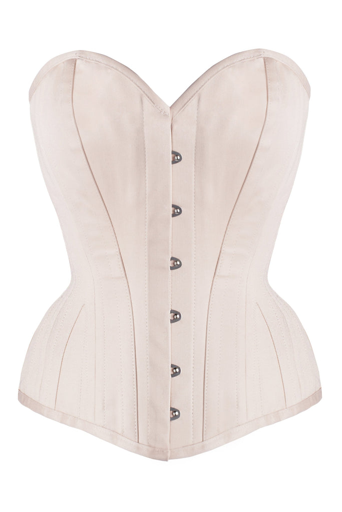 Pinky Beige Cotton Twill Classic Overbust Waist Trainer With Hip