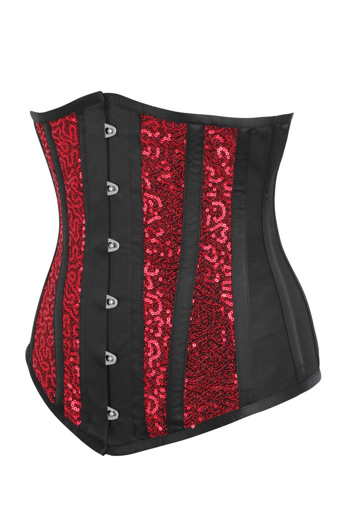 Corset Black and Red with Skirted Hip Panels