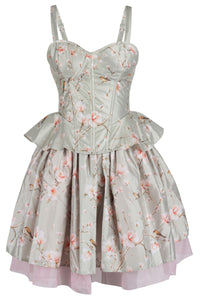 Magnolia Bloom Corset & Skirt Set in Sage Green with Pink Accents