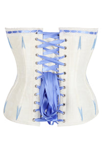 White Overbust Corset with Blue Decorative Flossing