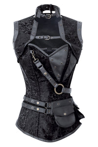 Black Steampunk Overbust Corset with Shrug, Harness & Utility Belt