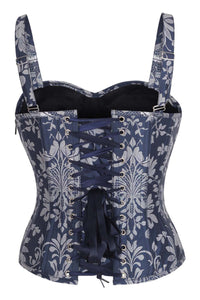 Midnight Elegance Brocade Shoulder Strap Corset