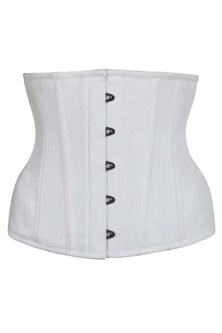 Underbust Corset with White Lilies: The hips are decorated with a laser cut  flower appliqué and 3D lilies made …