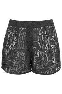 Black Sheer Lace Shorts