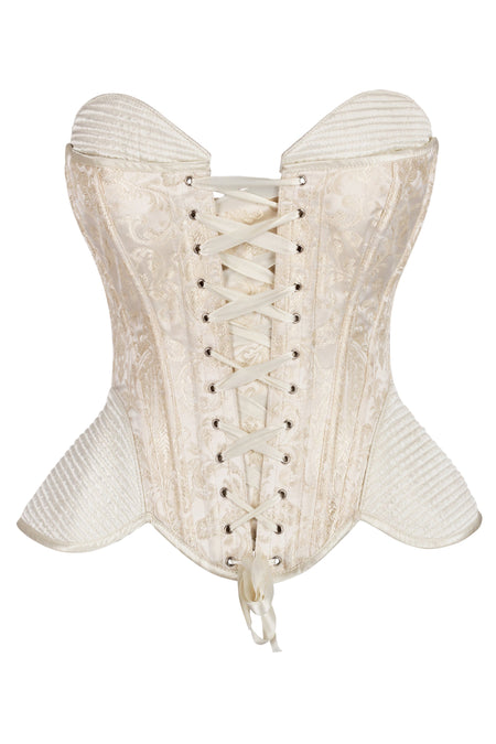 Ivory Baroque Brocade Structured Corset with Quilted Hips