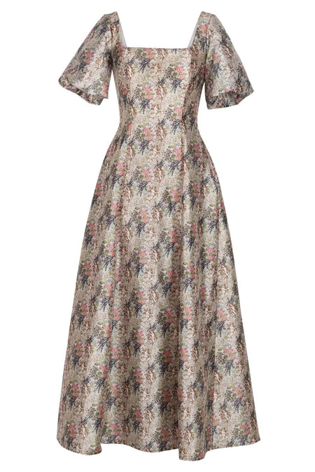 Floral Bloom Corset Dress with Flutter Sleeves