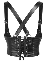 Black Faux Leather Corset Inspired Underbust Harness