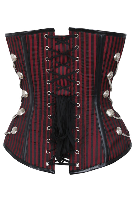 Red and Black Striped Steampunk Overbust with Swing Hooks and Chains