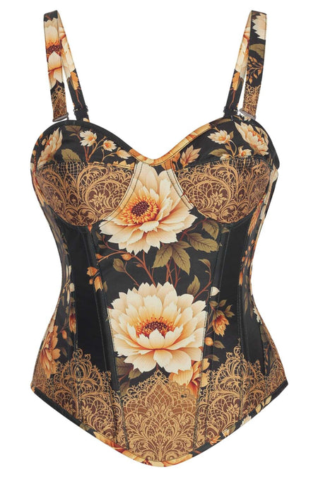 Baroque Bloom Overbust Corset with Adjustable Straps