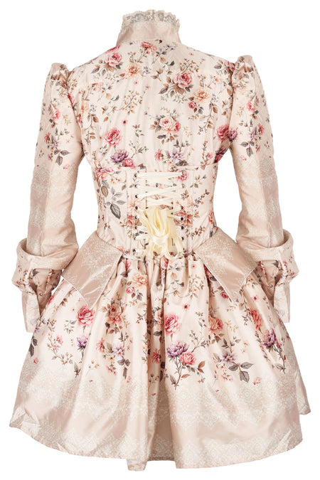 Victorian-Inspired Floral Satin Underbust Corset, Skirt & Shirt Set