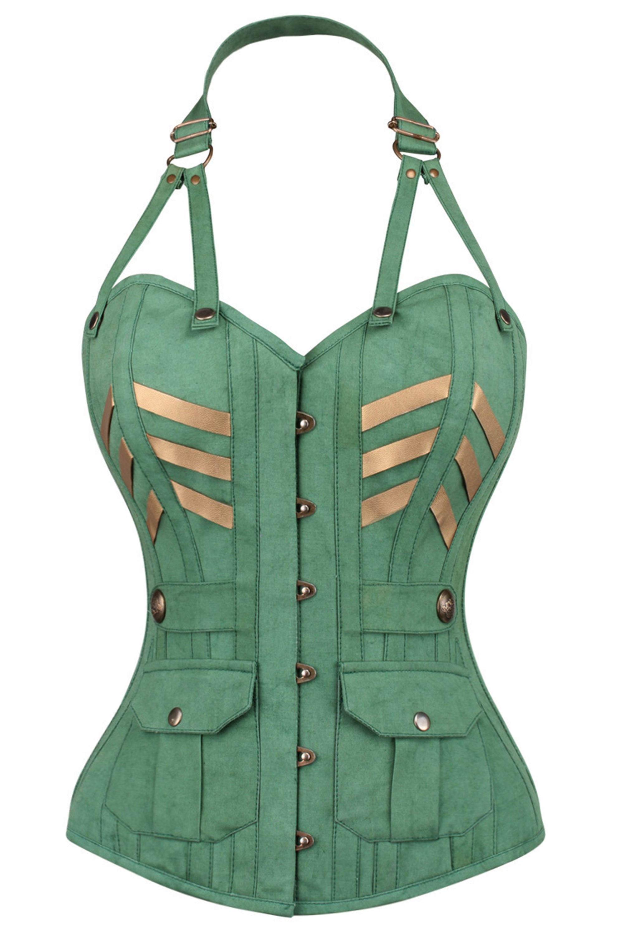 Military Style Zip and Buckle Corset