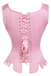 Historically Inspired Baby Pink Satin Overbust Corset