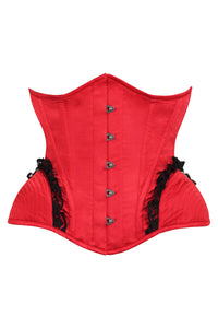 Lipstick Red Burlesque Underbust with Bullet Hip Gores