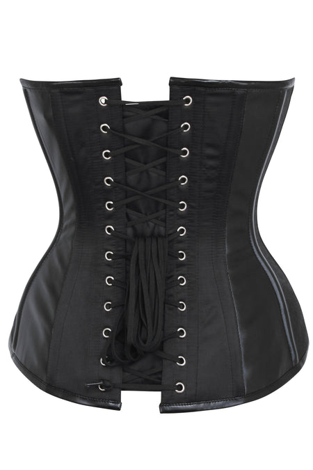 Black Brocade Overbust Corset with PVC trims and Metal Loop Features