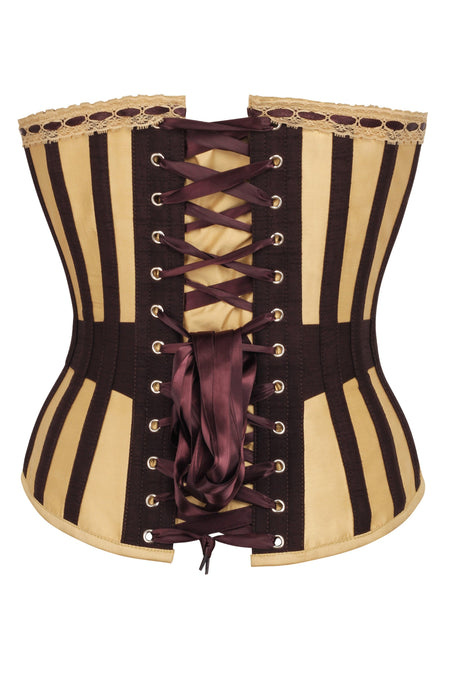 Gold and Brown Overbust Corset with Flossing