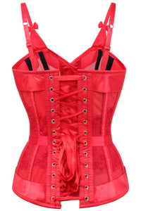 Corset Story FTS118 Red Satin Overbust With Snowflake Guipure Lace