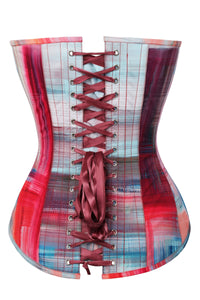 Corset Story MY-624 Abstract Red and Blue Brushstroke Longline Overbust Corset