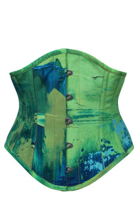 Corset Story MY-625 Green and Blue Colour Blot Waspie Corset