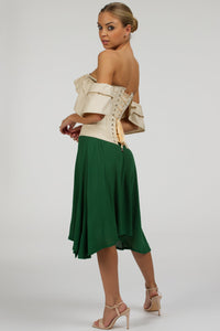Corset Story SC-093 Agapanthus Heritage Green Rayon Asymmetric Wrap Skirt