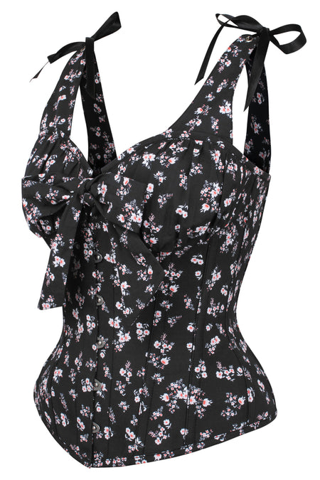 Corset Story TYS516 Dark Ditsy Floral Corset Top with Bow Detail
