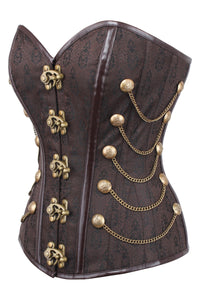 Corset Story WTS220 BROWN WAIST TAMING STEAMPUNK CORSET WITH CHAINS