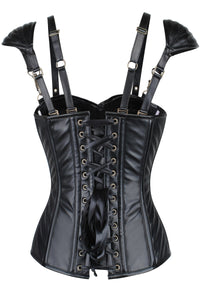 Corset Story WTS839 Lace Overlay PVC with Double Shoulder Strap and Cuffs